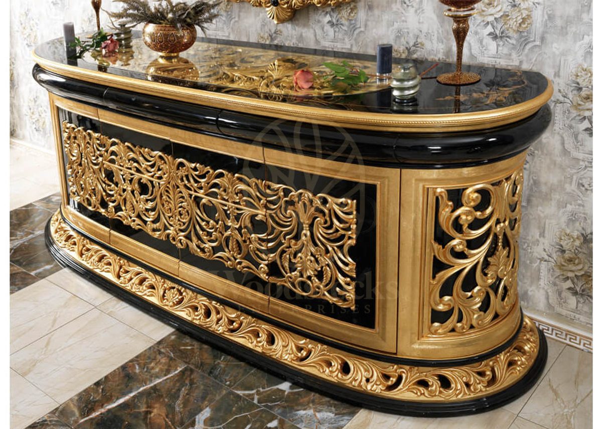 Royal Harzemsah Black Hand Carved Teak Dining Table Set, Saharanpur, view 7
