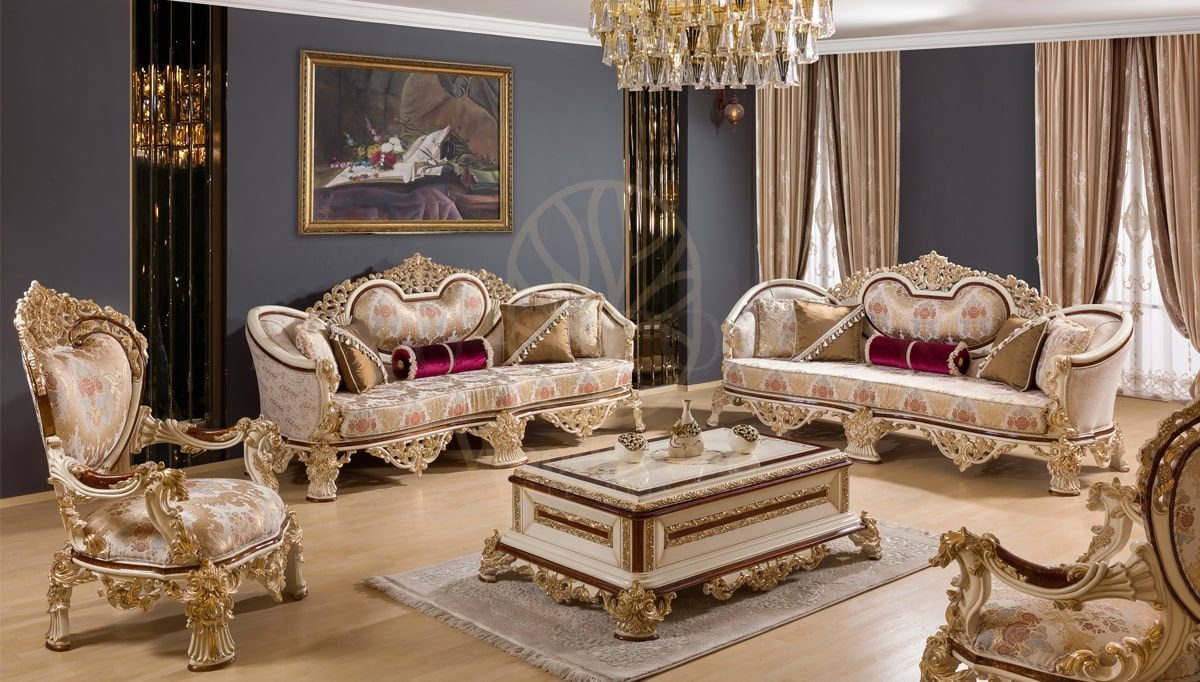 Royal Topkapi Hand Carved Teak Sofa Set, Saharanpur, Sofa Set
