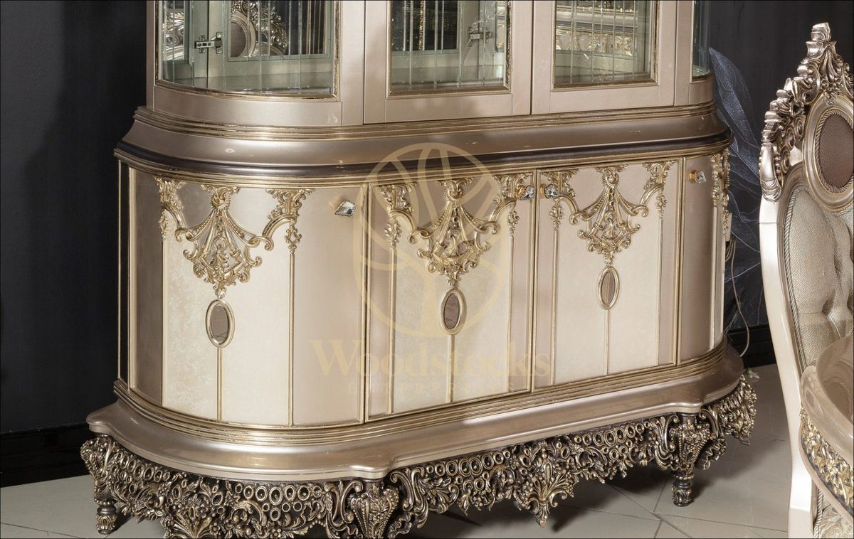 Teak Elegance Ivory and Gold Dining Set, view 12