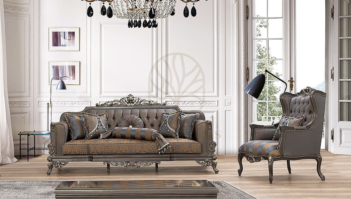 Luxury Melora Grey Handcrafted Teak Sofa Set, Saharanpur, view 2