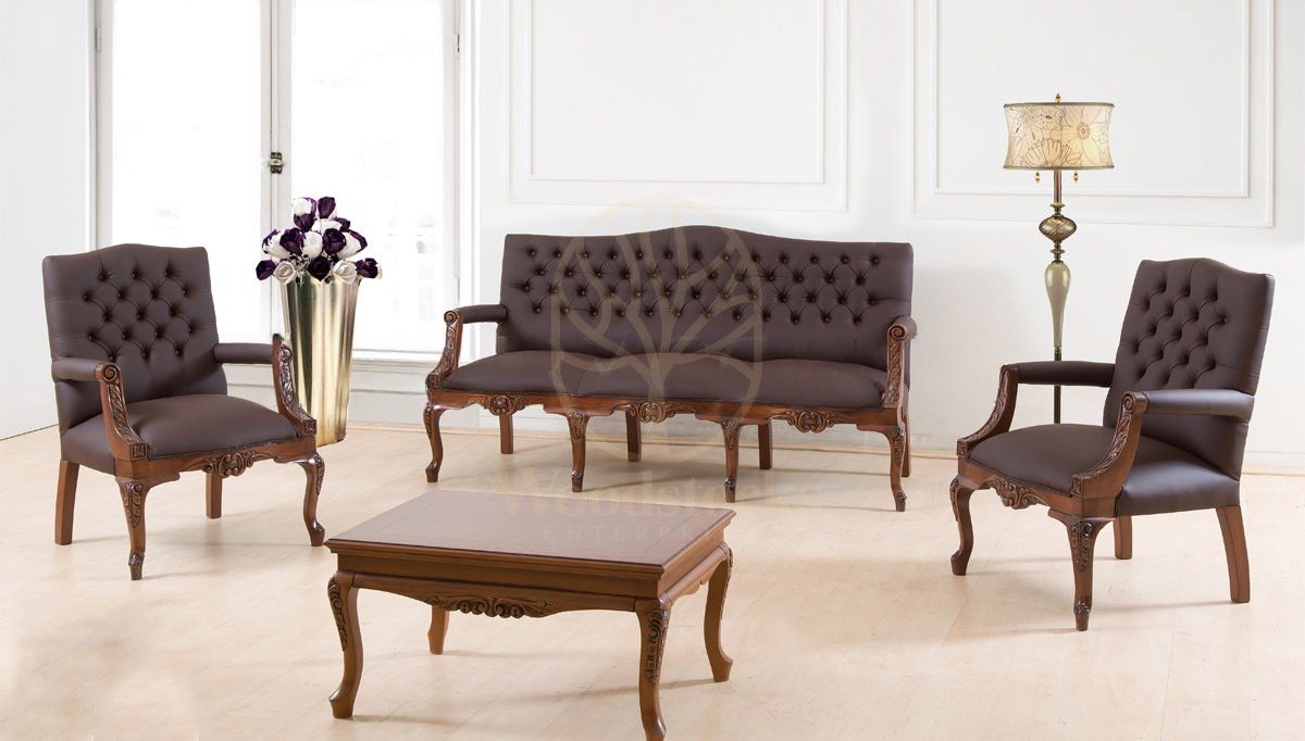 Royal Venosa Hand Carved Teak Office Sofa Set, Saharanpur, Sofa Set