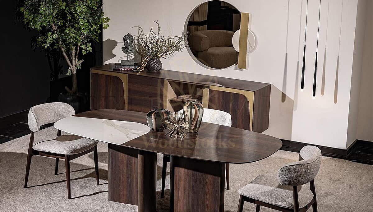 Luxury Viona Handcrafted Teak Dining Table Set, Saharanpur, view 2