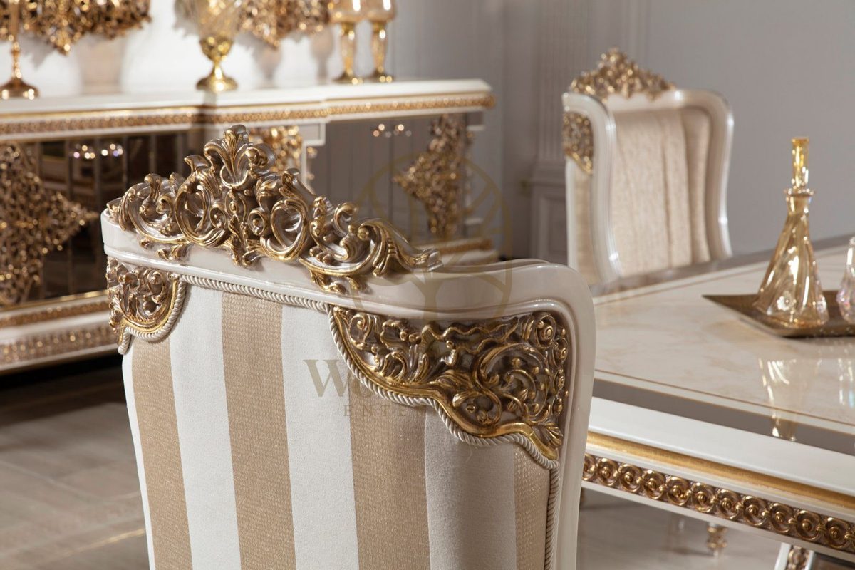 Teak Ornate Cream and Gold Dining Set, view 3