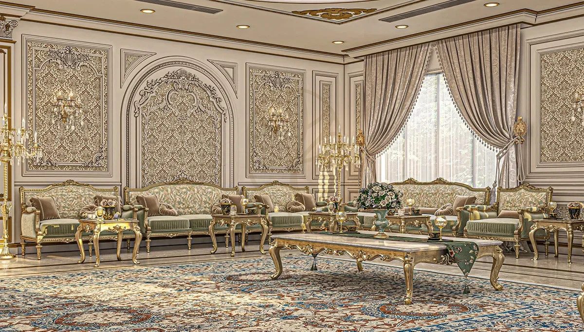 Royal Moroccan Majlis Hand Carved Teak Sofa Set, Saharanpur, view 2