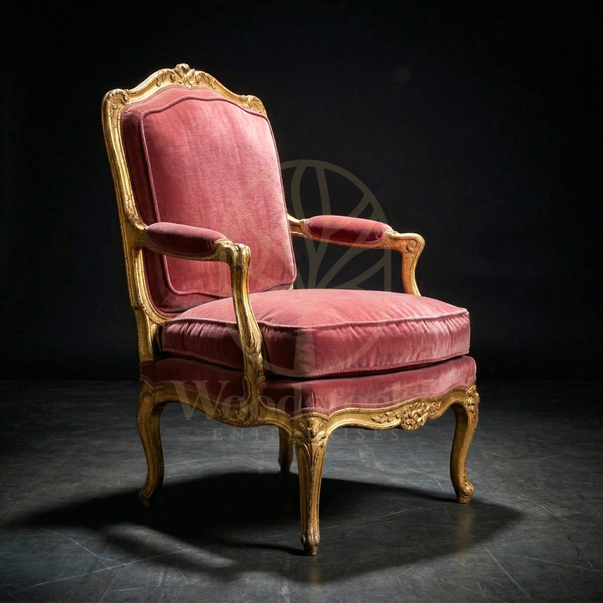 Royal Hand Carved Teak Rococo Salon Fauteuil of Louis XV, Saharanpur, Living Room Chair