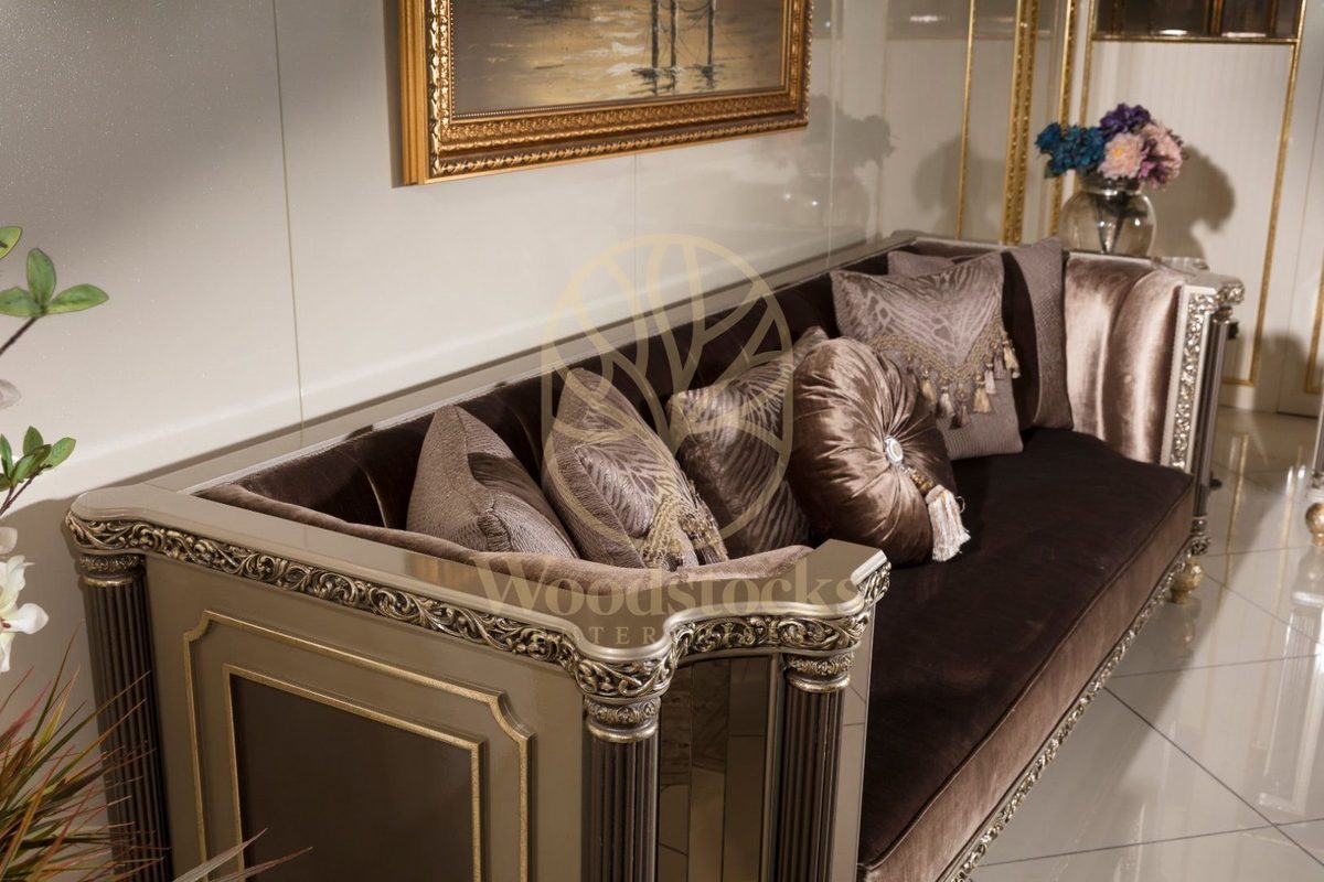 Teak Roma Mauve Velvet Sofa Set, view 5