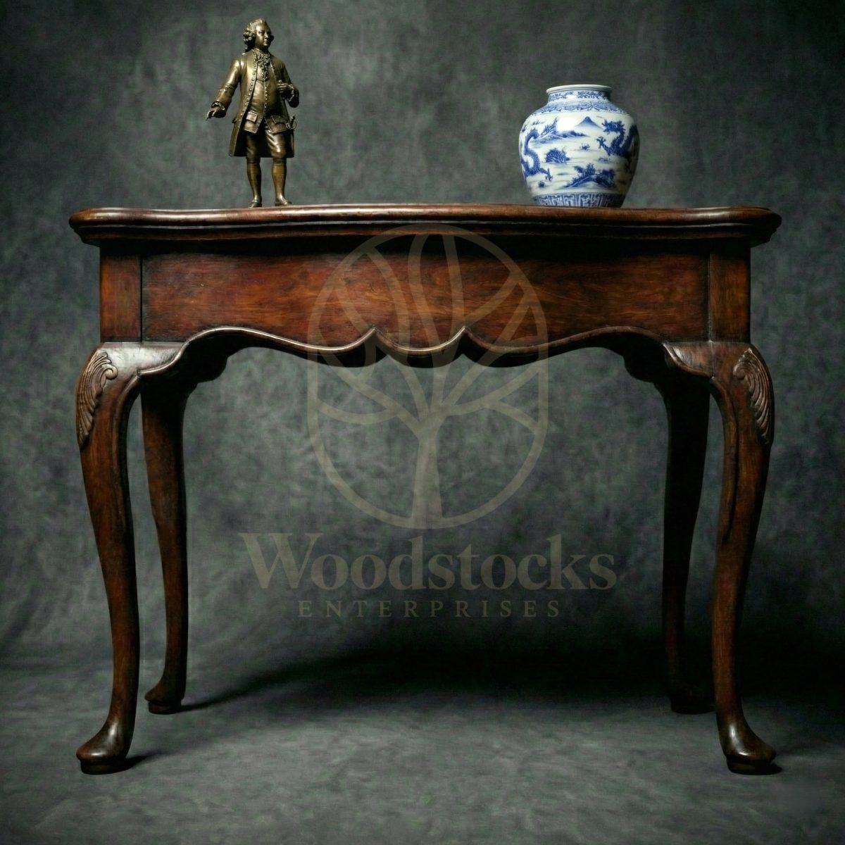 Royal Teak Louis XV Cabriole Console à Pied de Biche, Saharanpur, Console Table