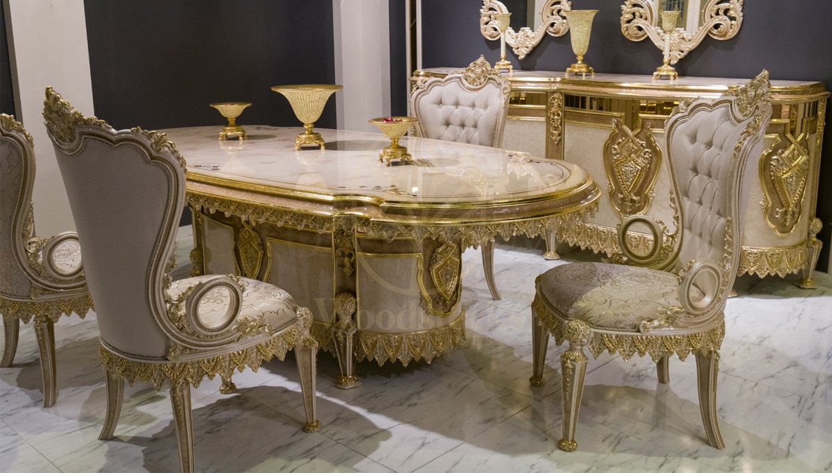 Royal Melina Hand Carved Teak Dining Table Set, Saharanpur, view 4