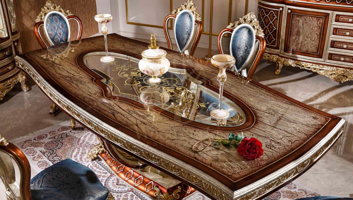 Royal Sultanahmet Hand Carved Teak Dining Table Set, Saharanpur, view 6