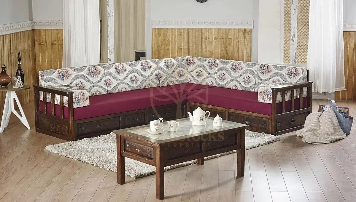 Royal Sultan Hand Carved Teak Sofa Set, Saharanpur, view 2