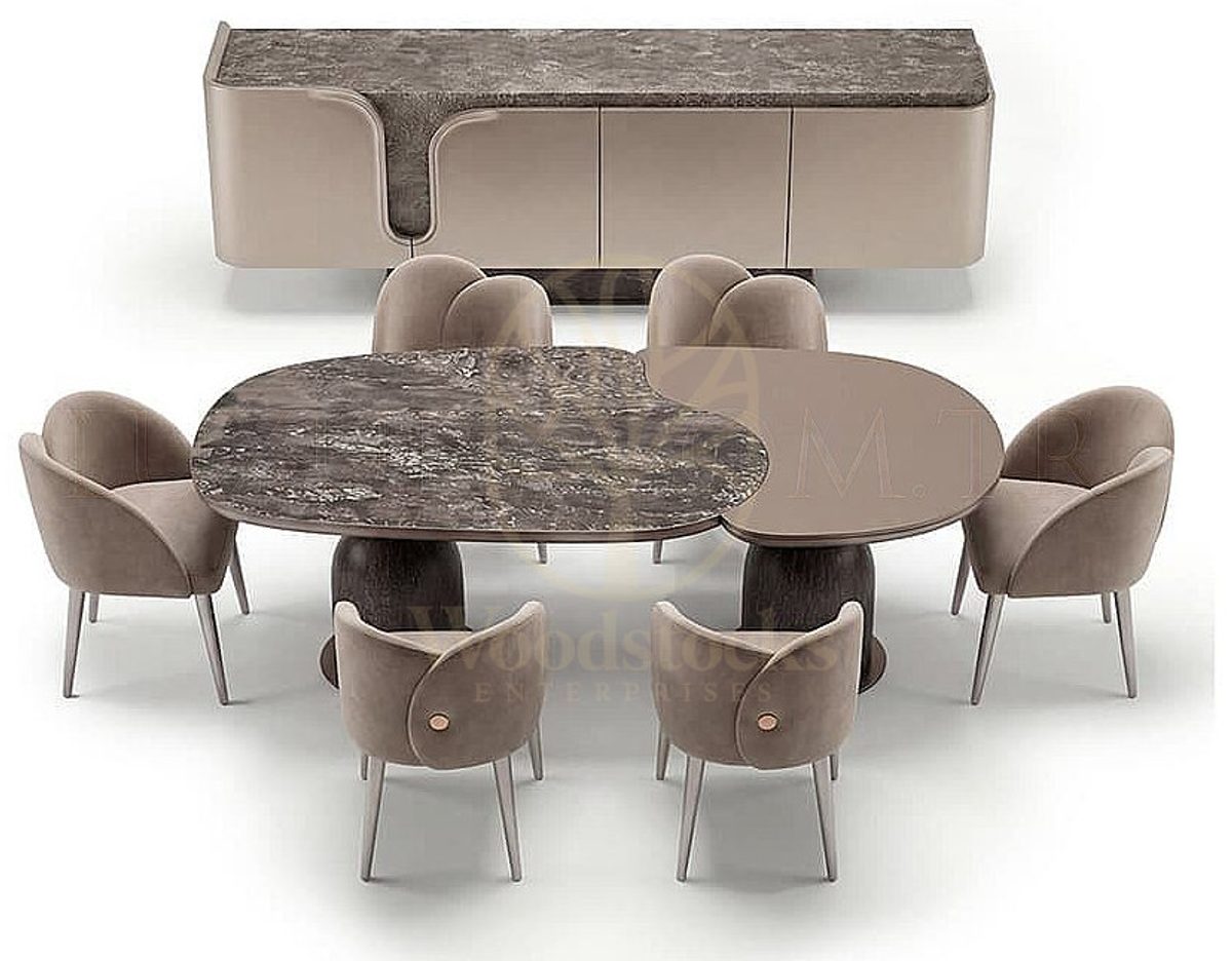 Luxury Kardelen Brown Handcrafted Teak Dining Table Set, Saharanpur, view 2
