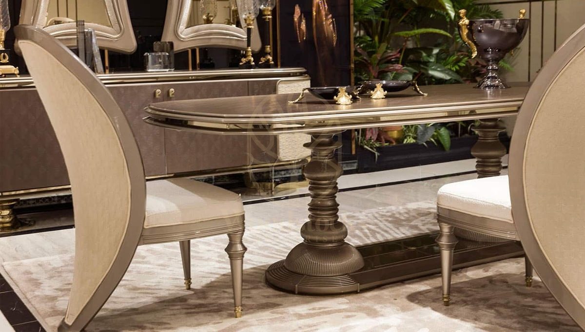 Luxury Volera Handcrafted Teak Dining Table Set, Saharanpur, view 4