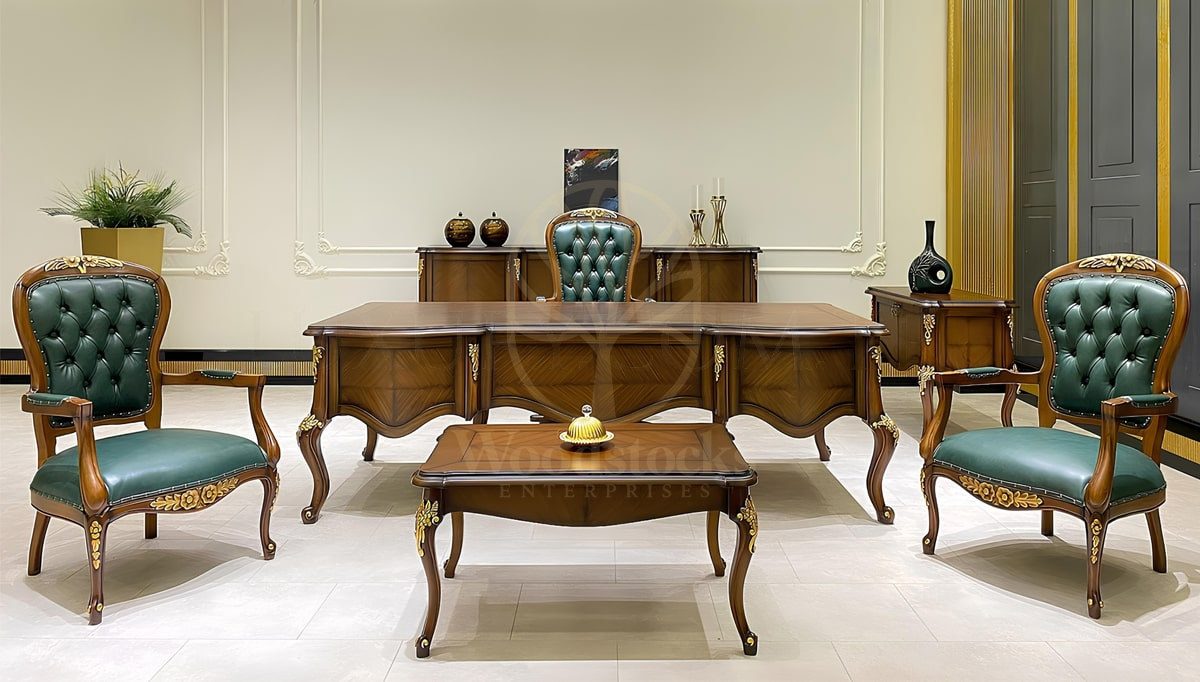 Royal Budva Hand Carved Teak Office Table, Saharanpur, Office & Study Table