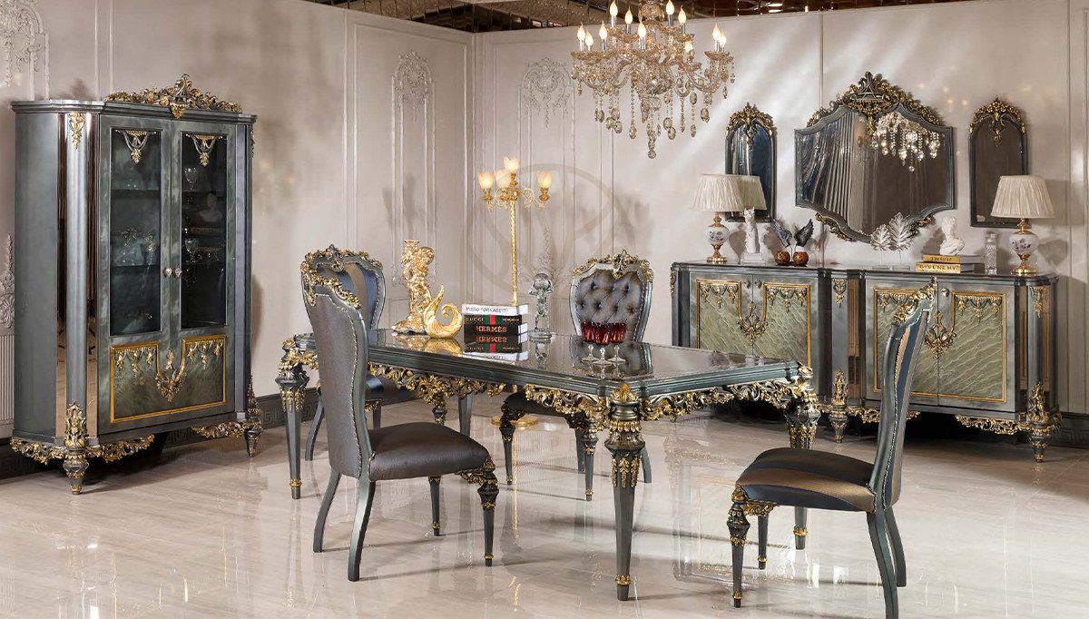 Royal Butan Hand Carved Teak Dining Table Set, Saharanpur, Dining Table