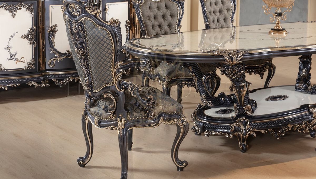 Royal Gazel Hand Carved Teak Dining Table Set II, Saharanpur, view 4