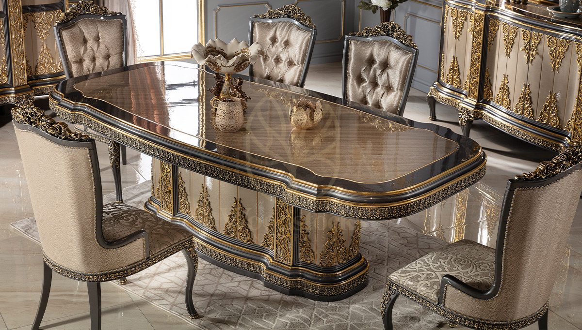 Royal Almira Hand Carved Teak Dining Table Set, Saharanpur, view 5