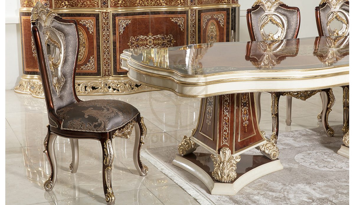 Royal Nepal Hand Carved Teak Dining Table Set II, Saharanpur, view 3