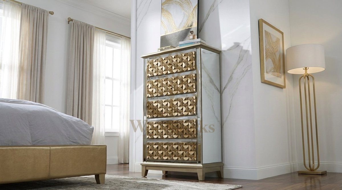 Teak Vintage Gold Chest of Drawers, view 3