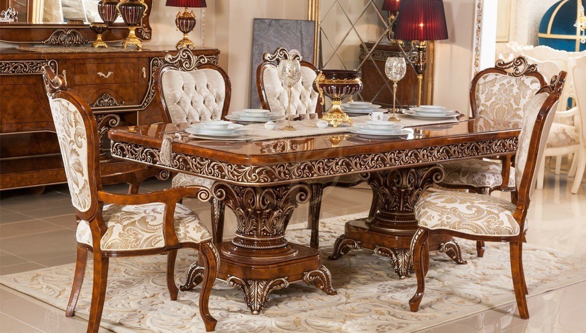 Royal Safir Hand Carved Teak Dining Table Set, Saharanpur, view 2