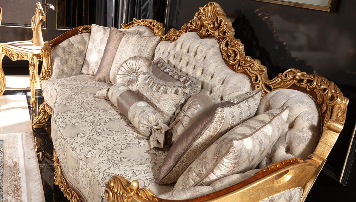 Royal Martinik Gold Leaf Hand Carved Teak Sofa Set, Saharanpur, view 7
