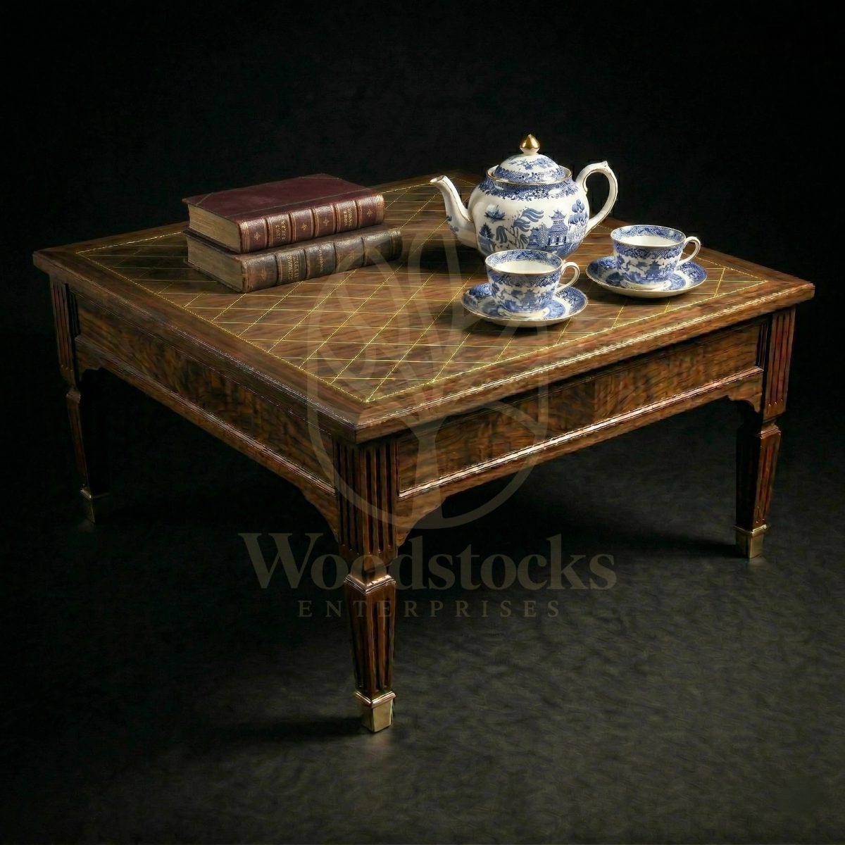 Royal Hand Carved Teak Fontainebleau Brass Trellis Coffee Table, Saharanpur, Center Table
