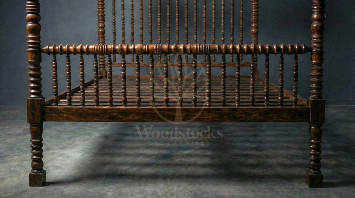Royal Hand Carved Teak Casa de Lisboa Baroque Four Poster Bed, Saharanpur, view 6