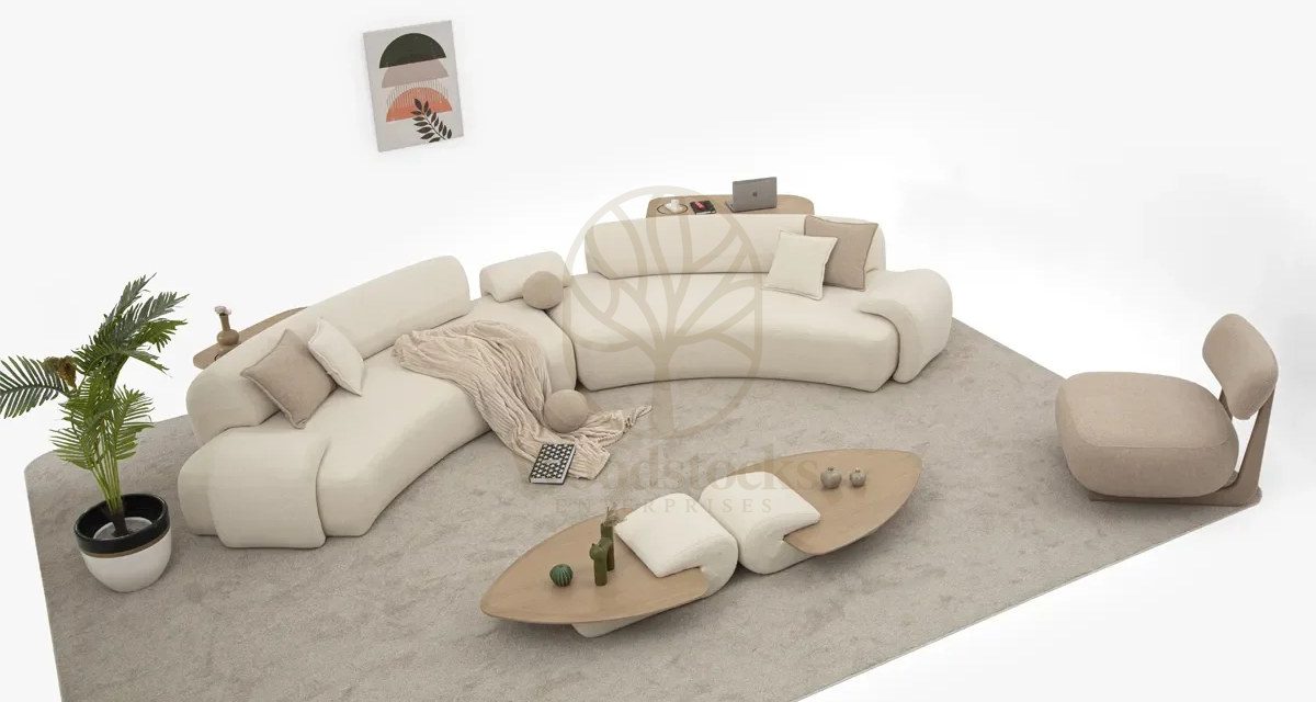 Luxury Solis Cream Handcrafted Teak Sofa Set, Saharanpur, view 5
