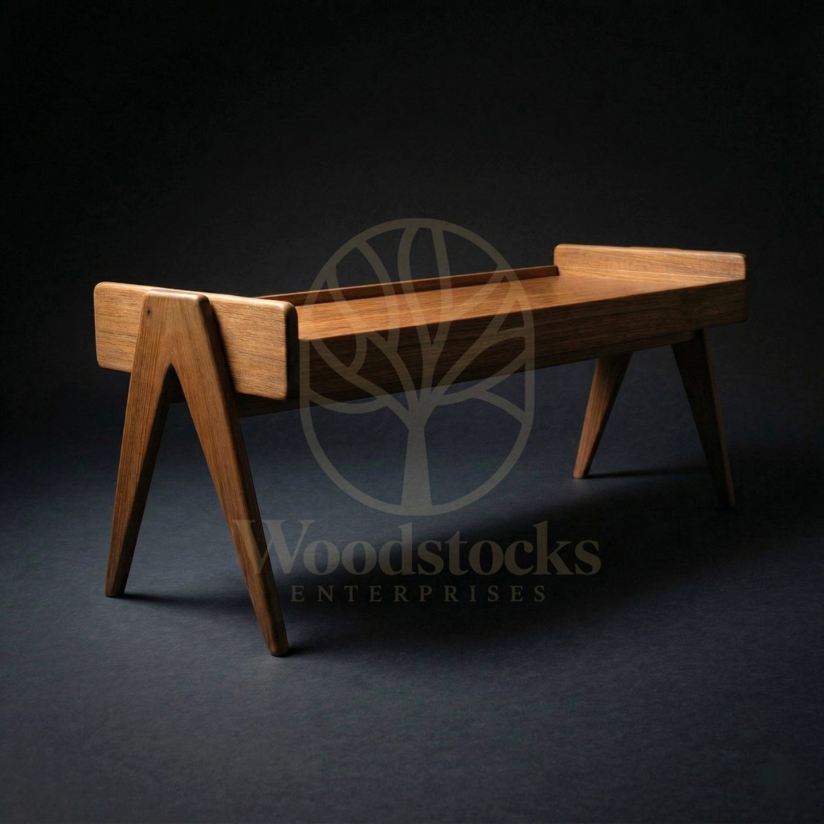 Luxury Teak Compass-Leg Tray Table, Saharanpur, view 2