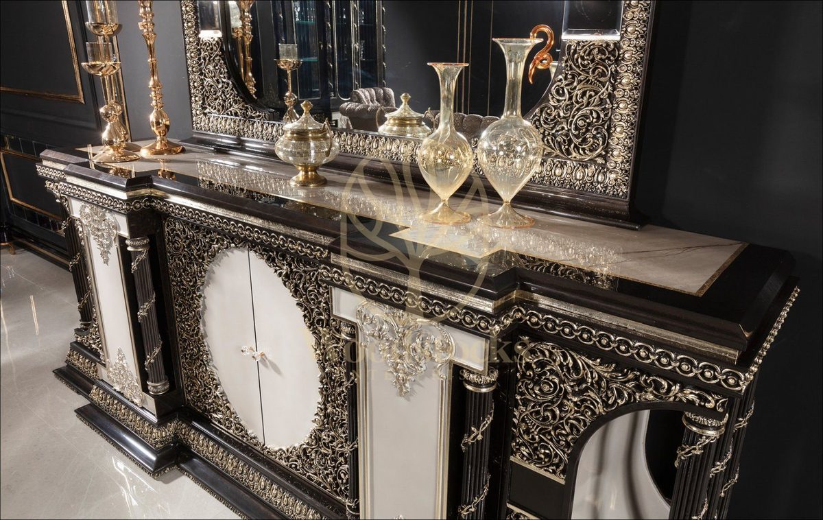 Teak Palace Brown and Gold Console Table, alternate view