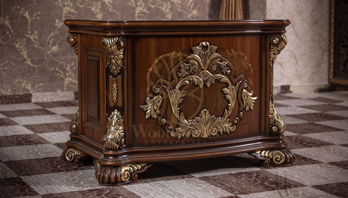Royal Kraliyet Hand Carved Teak Office Table, Saharanpur, view 4