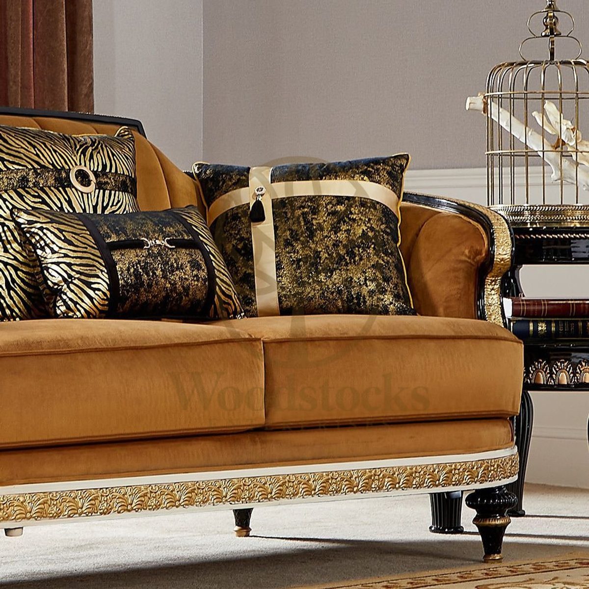 Teak Contemporary Brown French Sofa Set, alternate view