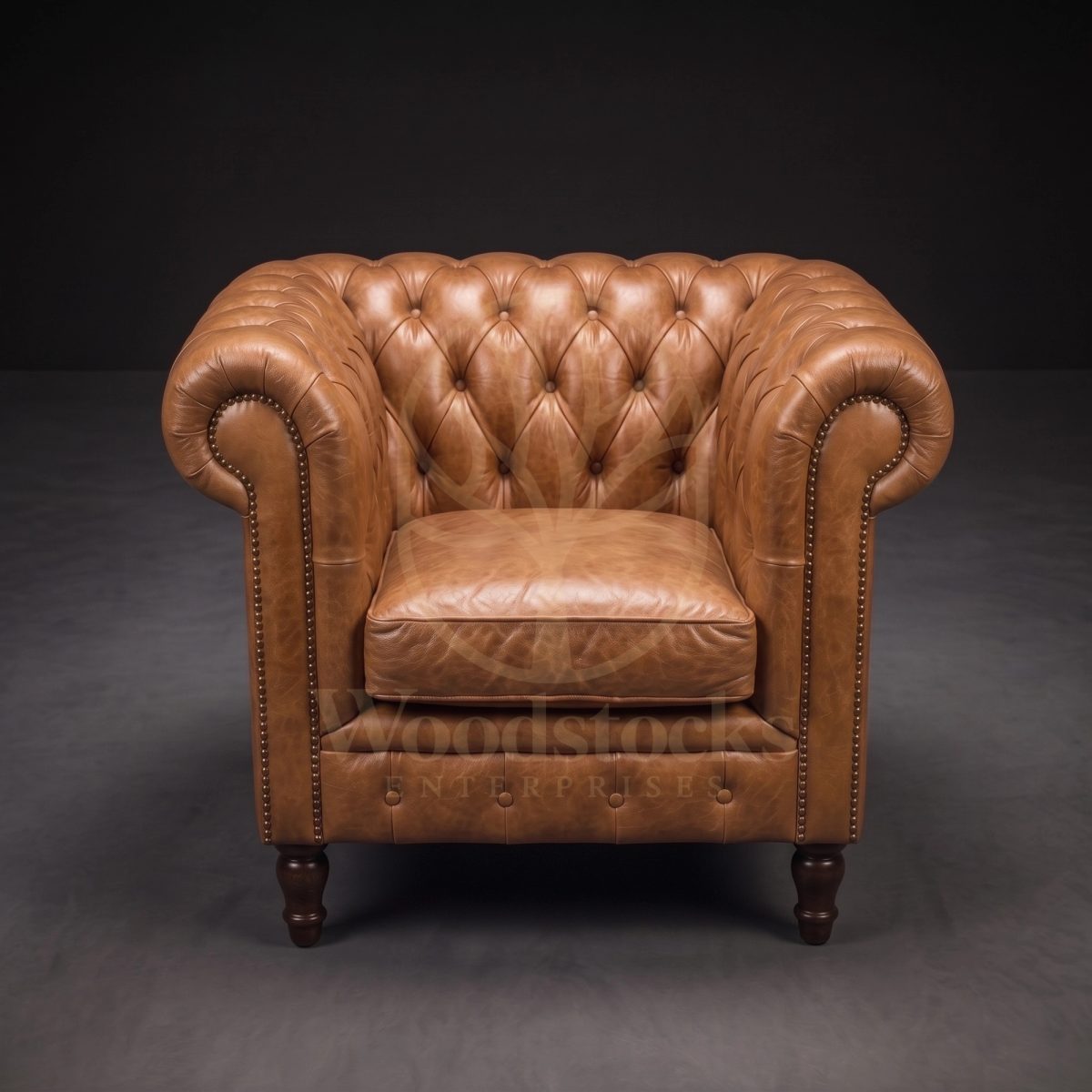 Luxury Teak Westminster Gentleman’s Chesterfield Single Seater Leather Sofa, Saharanpur, view 2