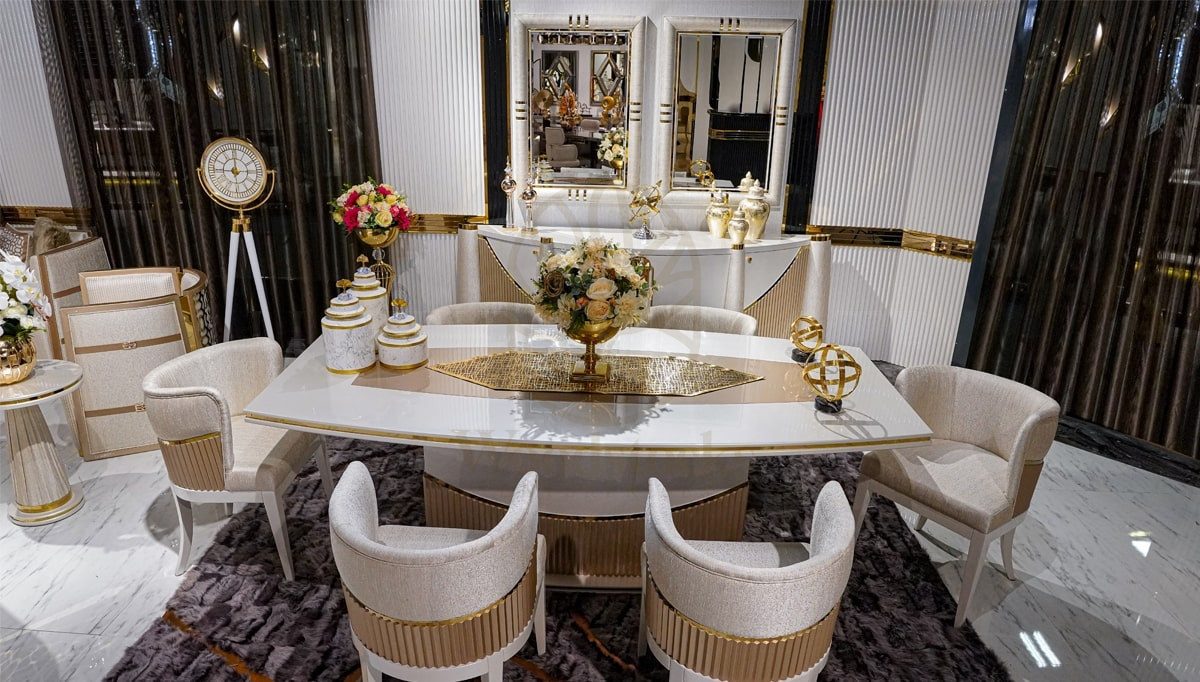 Luxury Vicenza Handcrafted Teak Dining Table Set, Saharanpur, view 4