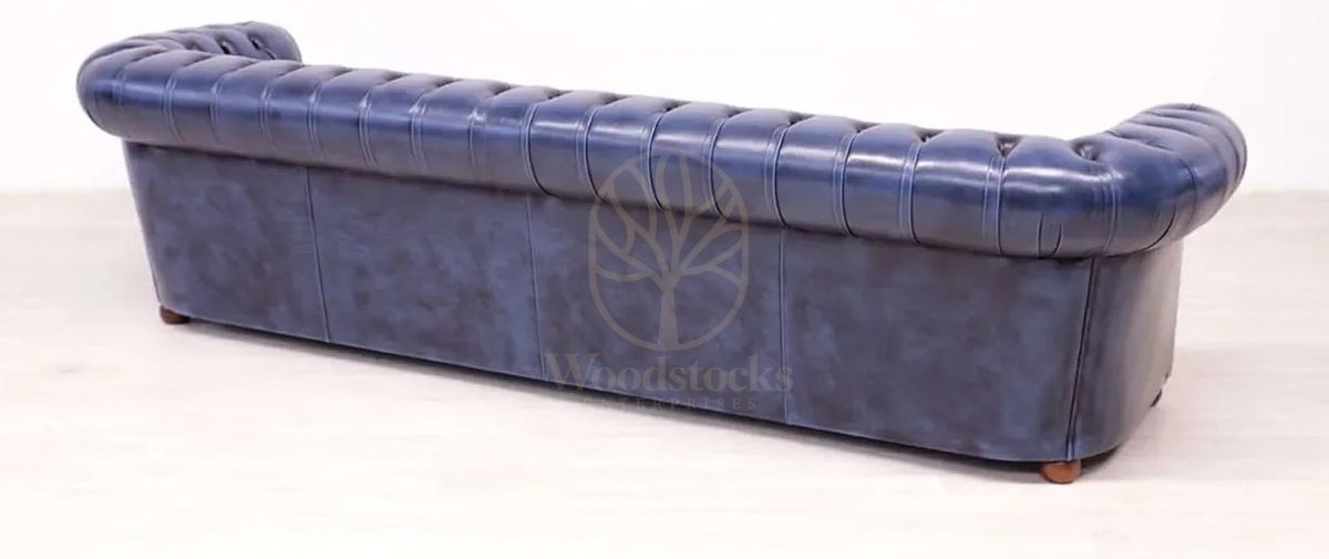 Royal Windsor Chesterfield Leather Hand Carved Teak Sofa Set, Saharanpur, view 2
