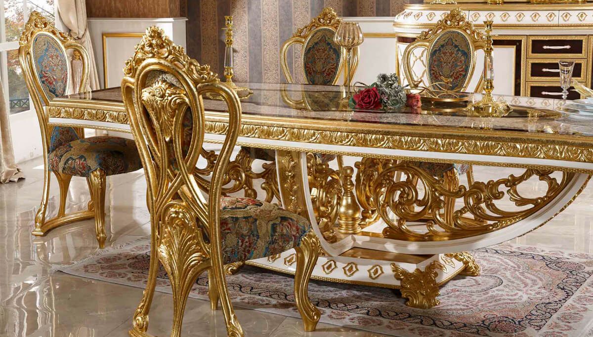 Royal Sultanahmet Hand Carved Teak Dining Table Set II, Saharanpur, view 2