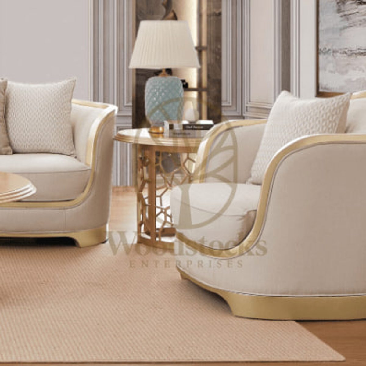 Teak Contemporary Gold Living Room Chair II, view 7