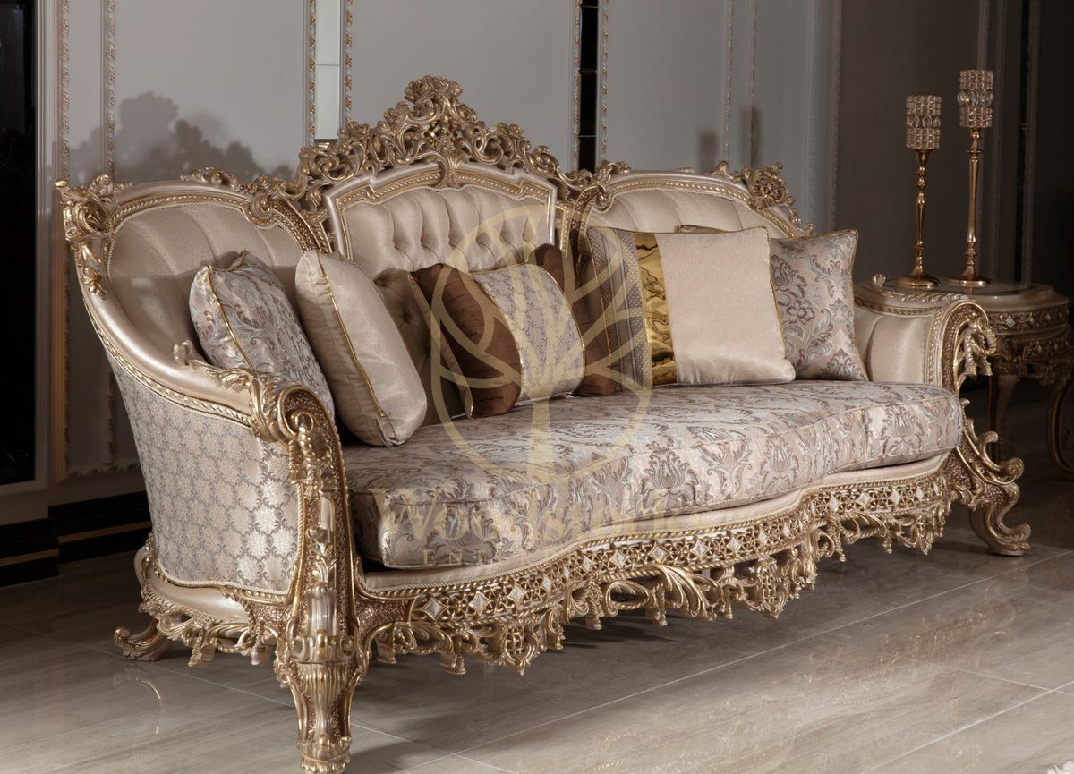 Teak Sovereign Light Brown Damask Sofa Set, view 16
