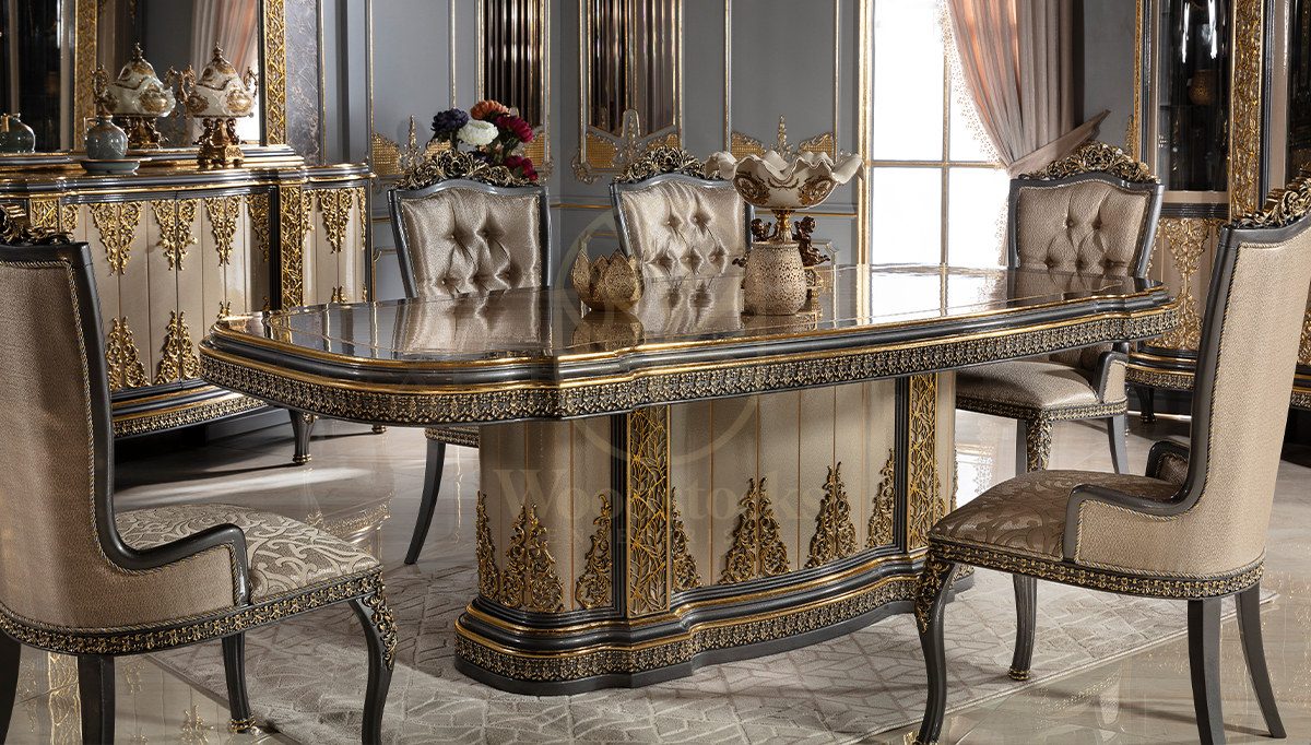 Royal Almira Hand Carved Teak Dining Table Set, Saharanpur, view 3