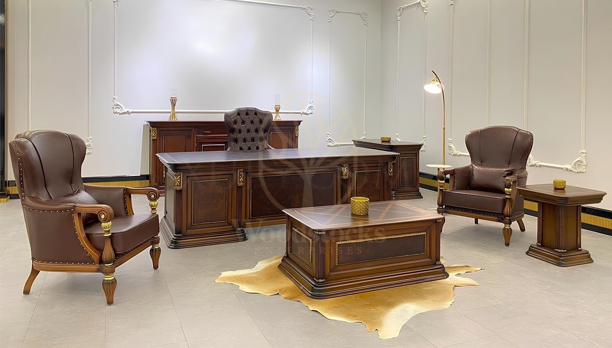 Royal Ferro Hand Carved Teak Office Table, Saharanpur, Office & Study Table