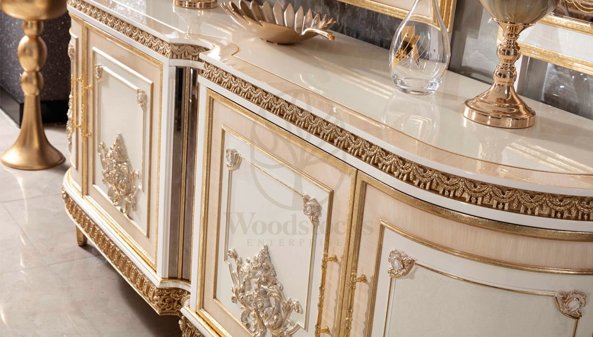 Royal Dominika Cream Hand Carved Teak Dining Table Set, Saharanpur, view 8