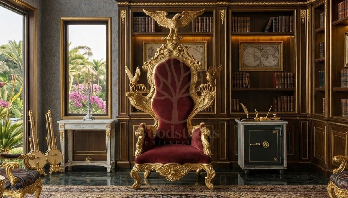 Royal Armchair Hand Carved Teak Armchair, Saharanpur, view 2