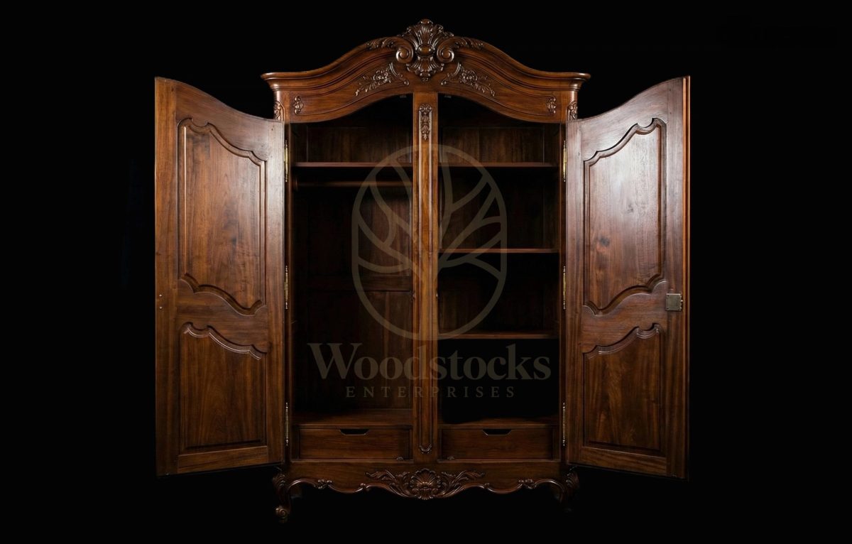 Royal Teak Château de Blois Beribboned Armoire, Saharanpur, alternate view