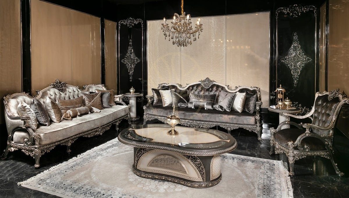 Royal Dolunay Hand Carved Teak Sofa Set, Saharanpur, Sofa Set