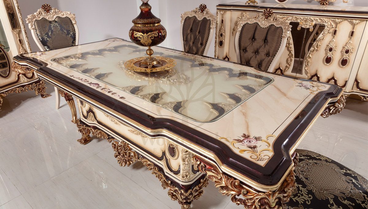 Royal Zenin Hand Carved Teak Dining Table Set, Saharanpur, view 5