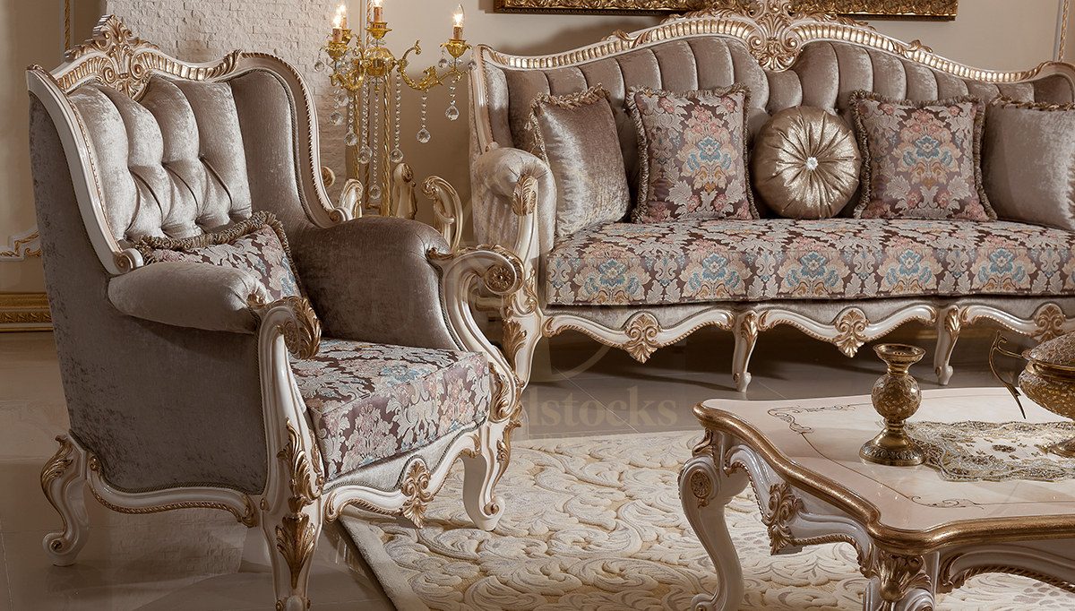 Royal Kayihan Beige Hand Carved Teak Sofa Set, Saharanpur, view 2
