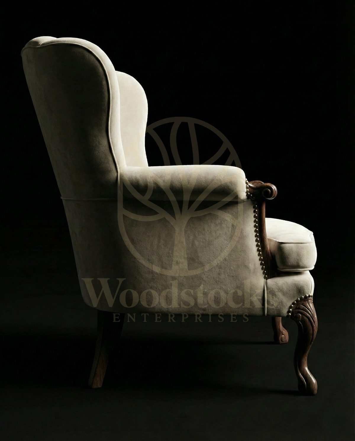 Royal Hand Carved Teak Neoclassical Dawn Salon Chair, Saharanpur, view 4