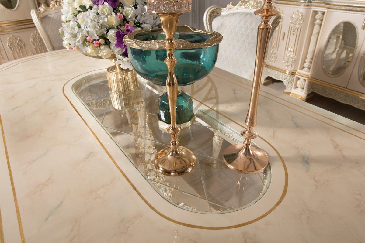 Teak Monaco Ivory and Gold Dining Set, view 12