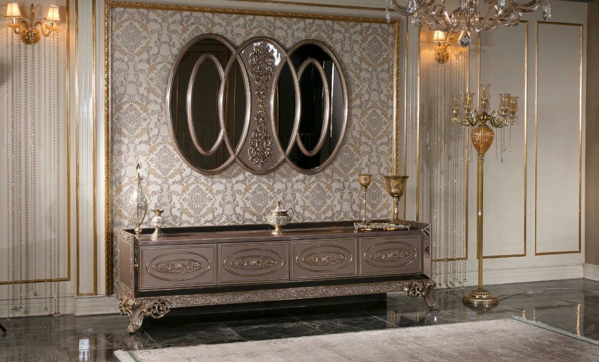 Teak Ravello Taupe and Gold Console Table, Console Table