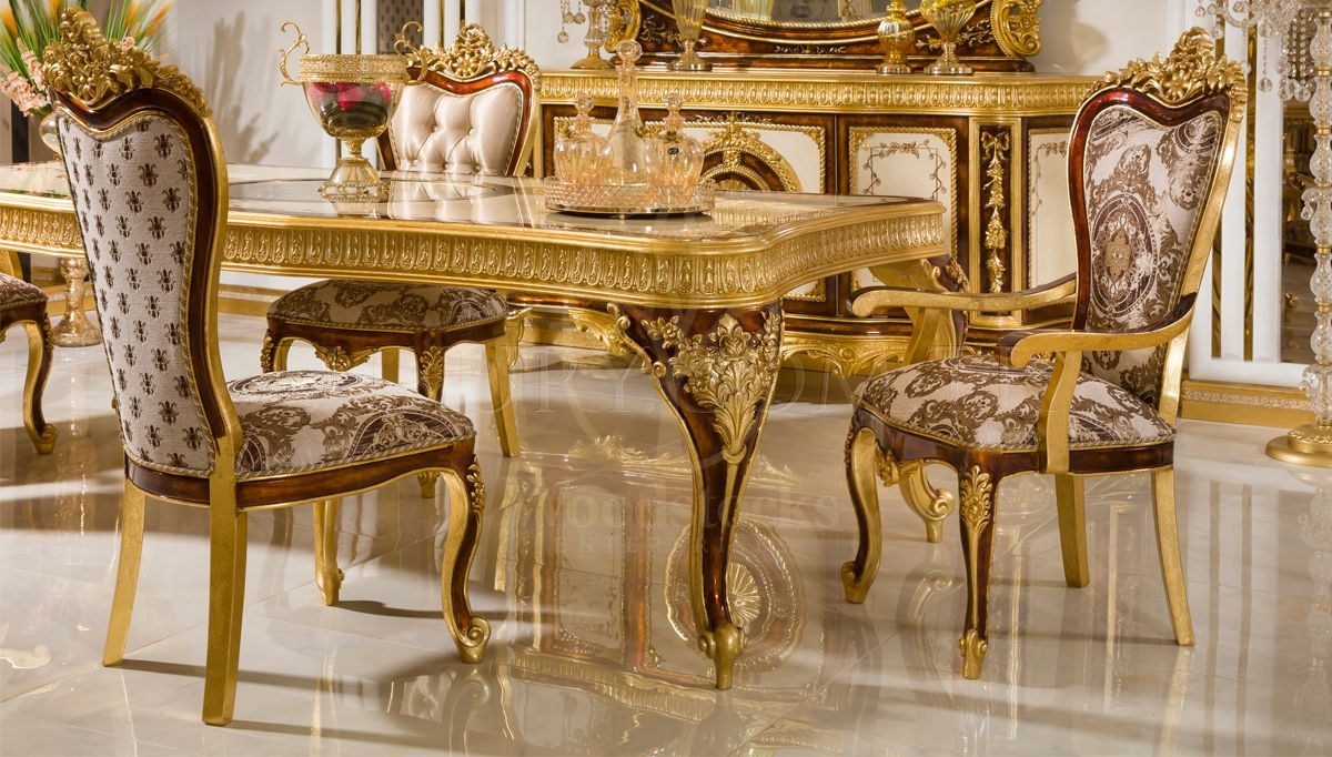 Royal Kafkas Hand Carved Teak Dining Table Set, Saharanpur, view 2