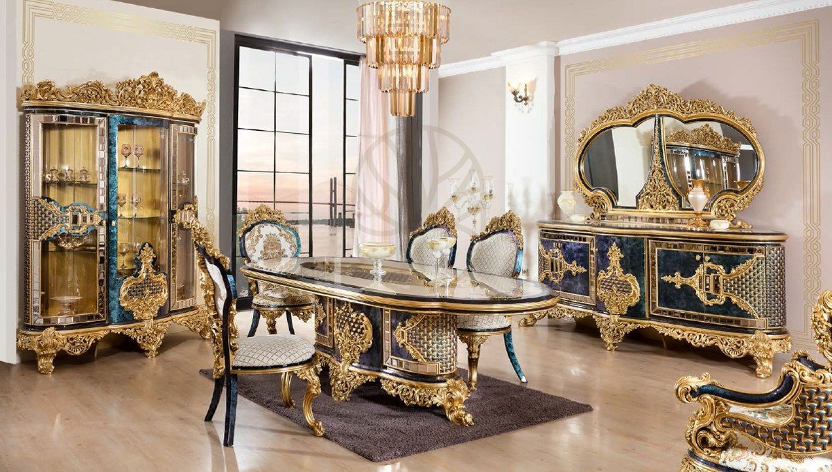 Royal Dubai Hand Carved Teak Dining Table Set, Saharanpur, Dining Table